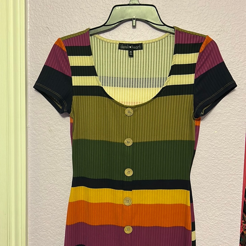 Multicolored derek heart midi dress